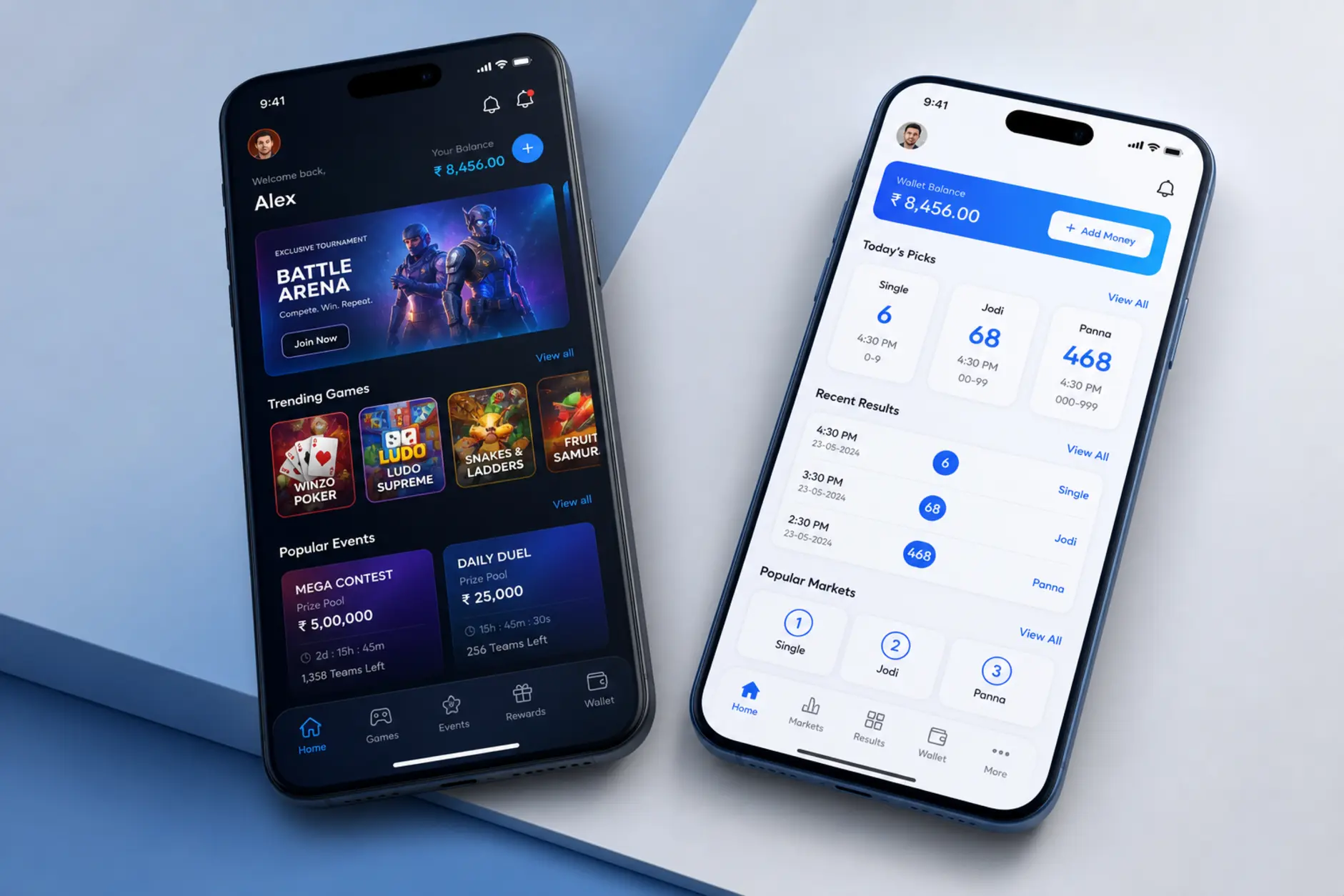 Dwa smartfony z porównaniem aplikacji mobilnych GGbet i Lotto