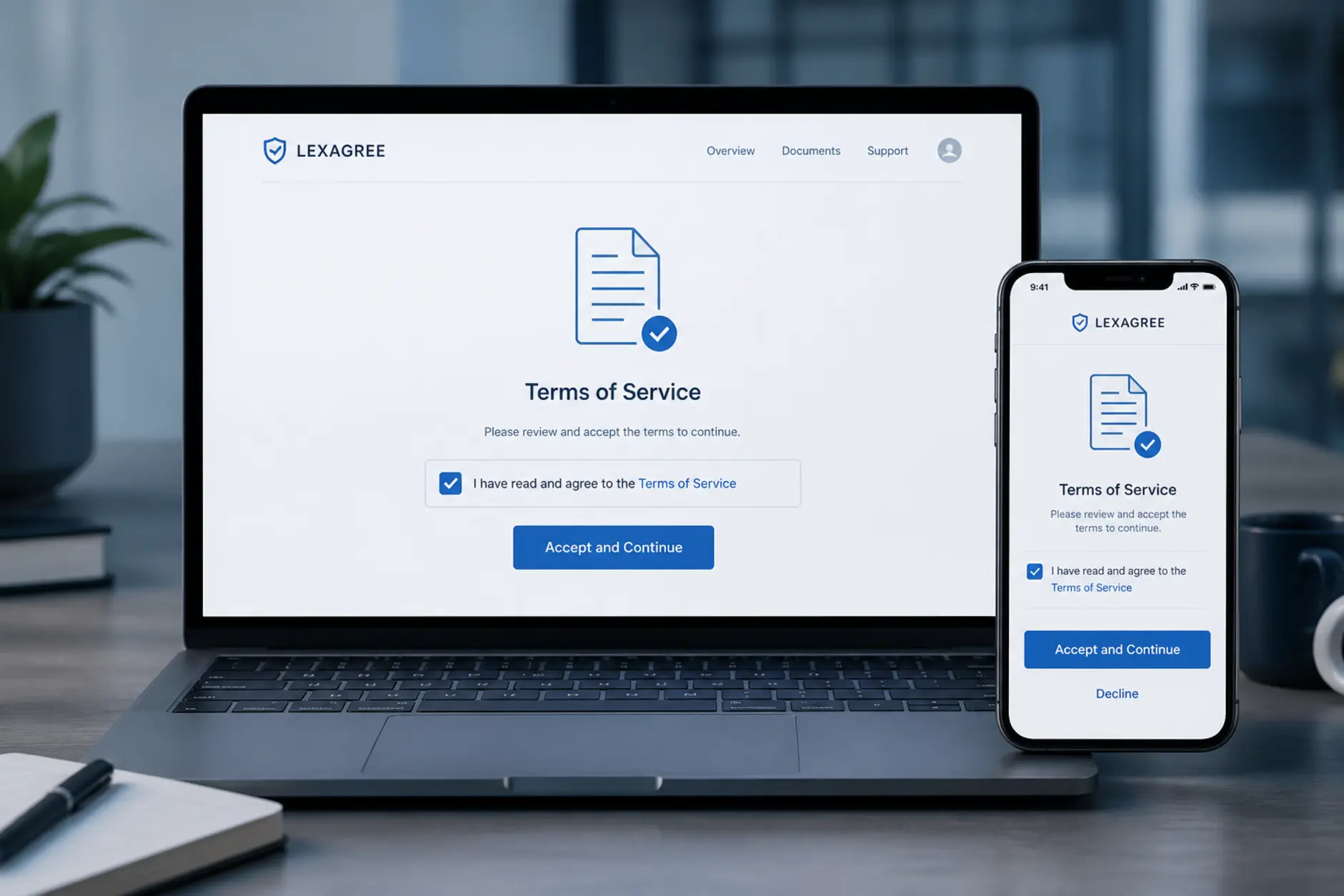 Użytkownik akceptuje regulamin online na komputerze i telefonie